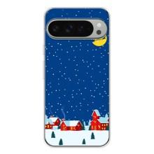 Силиконовый бампер на рождество для Google Pixel 9 Pro XL – Город в снегу