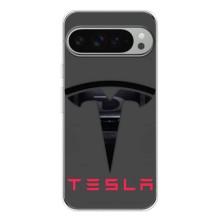 Силиконовый бампер с картинкой машины на Google Pixel 9 Pro XL (Logo TESLA)