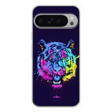Силиконовый бампер с картинкой животных для Google Pixel 9 Pro XL (Тигр-Арт)