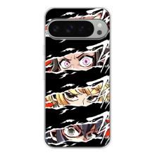 Силиконовые чехлы с глазами Anime для Пиксель 9 Про ХЛ – Глаза на чорном