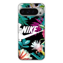 Силиконовый Чехол на Google Pixel 9 Pro XL с картинкой Nike (Цветочный Nike)