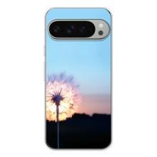Силиконовый Чехол с одуванчиками на Google Pixel 9 Pro XL – Закат с одуванчиком