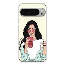 Силіконовый Чохол на Google Pixel 9 Pro XL з картинкой Модных девушек – З напоєм