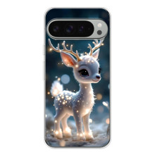 Яркий чехол для Google Pixel 9 Pro XL с Зимними Оленятами – Блистающий оленёнок