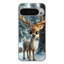 Яркий чехол для Google Pixel 9 Pro XL с Зимними Оленятами – Оленёнок в лесу