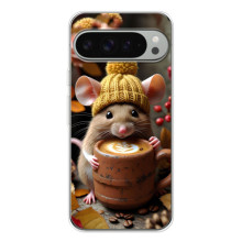 Печатный чехол «Зверята с кофе» для Google Pixel 9 Pro XL – Медведь с кофе