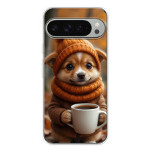 Печатный чехол «Зверята с кофе» для Google Pixel 9 Pro XL – Песик с кофе