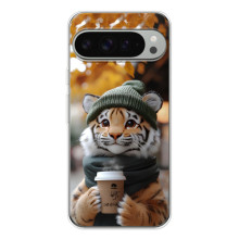 Печатный чехол «Зверята с кофе» для Google Pixel 9 Pro XL – Тигр с кофе