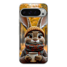 Печатный чехол «Зверята с кофе» для Google Pixel 9 Pro XL – Зайчик с кофе