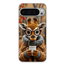 Печатный чехол «Зверята с кофе» для Google Pixel 9 Pro XL – Жираф с кофе