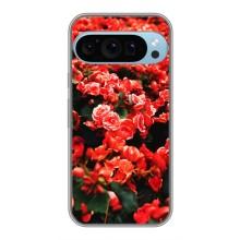 Чехлы с Цветами для Google Pixel 9 Pro (VPrint) (Цветы красные)