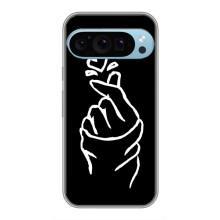 Чехлы (Знак сердечка) на Google Pixel 9 Pro – Сердце на черном