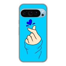 Чехлы (Знак сердечка) на Google Pixel 9 Pro – Сердце на синем