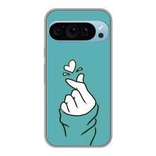 Чехлы (Знак сердечка) на Google Pixel 9 Pro – Сердечко на бирюзовом