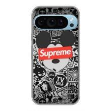 Чехол с Брендами одежды на Гугл Пиксель 9 Про – Supreme Маус