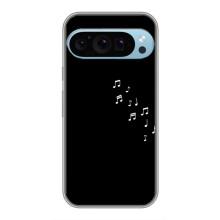 Чехол с картинками на черном фоне для Google Pixel 9 Pro – Ноты