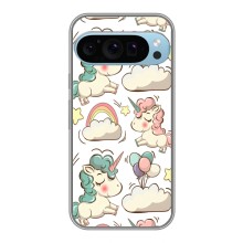 Чехол для Гугл Пиксель 9 Про - (Единорожки - Новинки) (AlphaPrint) (Единорожки)