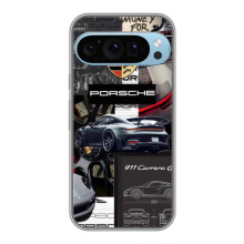 Чехол с авто Порше для Google Pixel 9 Pro – Коллаж Порше