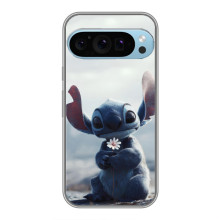 Чехол с рисунком Стич для Google Pixel 9 Pro – Стич с цветочком
