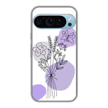 Силиконовый чехол с принтом в цветах на Google Pixel 9 Pro – Фиолетовый букет