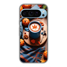 Чехол с уникальным дизайном «Осень с кофе» для Google Pixel 9 Pro – Кофе и тыквы