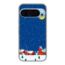 Силиконовый бампер на рождество для Google Pixel 9 Pro – Город в снегу