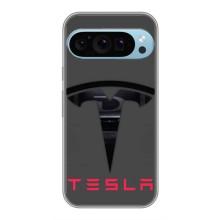 Силиконовый бампер с картинкой машины на Google Pixel 9 Pro – Logo TESLA
