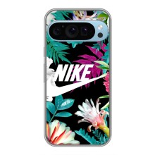 Силиконовый Чехол на Google Pixel 9 Pro с картинкой Nike (Цветочный Nike)