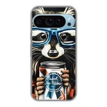 Силиконовый Чехол с Енотами на Google Pixel 9 Pro – Енот в очках