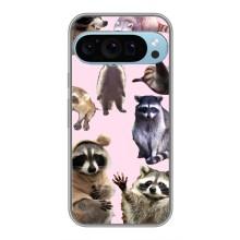 Силиконовый Чехол с Енотами на Google Pixel 9 Pro – Смешные Еноты
