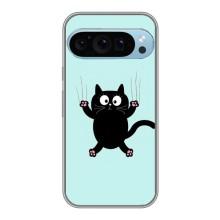 Силиконовый чехол с котиком для Google Pixel 9 Pro – Падающий кот