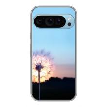 Силиконовый Чехол с одуванчиками на Google Pixel 9 Pro – Закат с одуванчиком