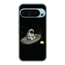 Силиконовый Чехол с принтом "Космонавты" на Google Pixel 9 Pro – Космонавт на рыбалке
