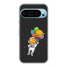 Силиконовый Чехол с принтом "Космонавты" на Google Pixel 9 Pro – Космонавт с шариками