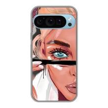 Силиконовый Чехол на Google Pixel 9 Pro с картинкой Стильных Девушек – Девушка и ресницы