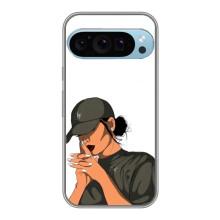 Силиконовый Чехол на Google Pixel 9 Pro с картинкой Стильных Девушек – В зеленом