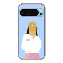 Силиконовый Чехол на Google Pixel 9 Pro с картинкой Стильных Девушек – Желтая кепка