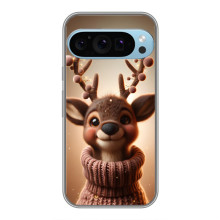 Яркий чехол для Google Pixel 9 Pro с Зимними Оленятами – Олень в свитере