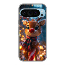 Яркий чехол для Google Pixel 9 Pro с Зимними Оленятами – Олень в шарфе