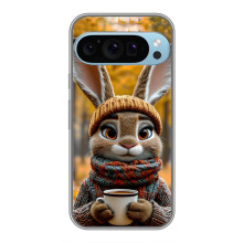 Друкований чохол 'Звірята з кавою' для Google Pixel 9 Pro – Зайчик з кавою