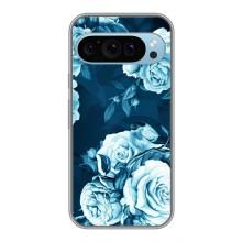 Чехлы (ART) Цветы на Google Pixel 9 (VPrint) (Голубые Бутоны)