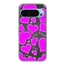 Чехлы для любимой на Гугл Пиксель 9 (VPrint) (Pink hearts)