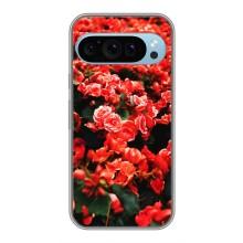 Чехлы с Цветами для Google Pixel 9 (VPrint) (Цветы красные)