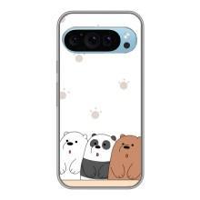 Чехлы с изображением разных животных для Google Pixel 9 (Удивленные медвеженки)