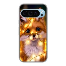 Чехлы с картинкой Лисички для Google Pixel 9 (VPrint) (Лисичка в гирляндах)