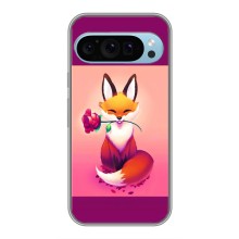 Чехлы с картинкой Лисички для Google Pixel 9 (VPrint) (Лисичка с розочкой)