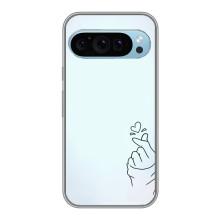 Чехлы (Знак сердечка) на Google Pixel 9 – Сердце на голубом