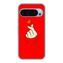 Чехлы (Знак сердечка) на Google Pixel 9 – Сердце на красном