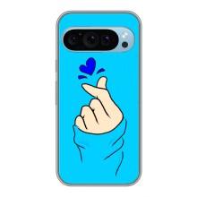 Чехлы (Знак сердечка) на Google Pixel 9 – Сердце на синем