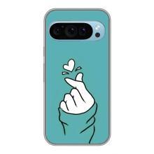 Чехлы (Знак сердечка) на Google Pixel 9 – Сердечко на бирюзовом
